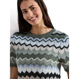 STREET ONE Kurzarm Pullover mit Zick-Zack-Muster Grün 34