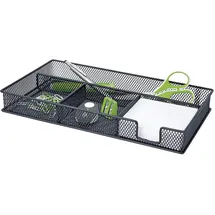 Wedo 651601 Stiftschale Office (4 Fächer pulverbeschichtetes Drahtmetall, 29 x 16 x 4 cm) schwarz