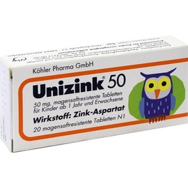 Köhler Pharma GmbH Unizink 50 magensaftresistente Tabletten 20 St.