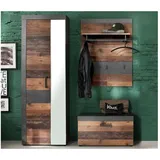 trendteam smart living - 3-teilige Garderobenkombination Garderobenmöbel - Garderobe - Indy - Aufbaumaß (BxHxT) 160 x 192 x 37 cm - Farbe Graphit Grau Matera mit Old Wood - 187991623