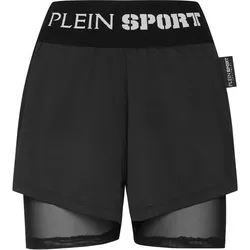 PLEIN SPORT Damen Shorts Sportshorts, Schwarz, L