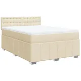 vidaXL Boxspringbett mit Matratze Creme 140x200 cm Stoff
