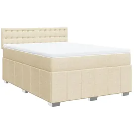 vidaXL Boxspringbett mit Matratze Creme 140x200 cm Stoff