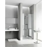 Kermi Pendel-Falttür rechts „Diga“ Glas Klar, Profile Silber Hochglanz, Falttür BV: 883 - 908 mm WE: 883 - 908 mm H: 1850 mm