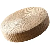 predolo Tatami Bodenkissen Rundes gepolstertes Kissen Hocker Handgewebte Strohmatte Sitzkissen für Yoga Zen Meditation, 30x30x10cm