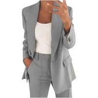 AACH Hosenanzüge für Damen Elegant Blazer Anzug Set Einfarbig Streetwear Zweiteilig Hosenanzug Business Modern Anzughose Revers Sportlich Slim Fit Büro Outfit Anzugjacke Sommer Freizeitanzug - XXL