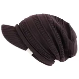 dy_mode Damen Strickmütze mit Schirm Herren Schirmmütze Unisex Strick Mütze - A300 (A300-Braun) - Einheitsgröße