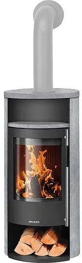 Kaminofen Oranier Polar Neo 8, Speckstein / Stahl schwarz, 8 kW - 5568 52