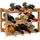 Relaxdays Weinregal Walnuss mit 3 Ebenen für 12 Flaschen Wein, H x B x T: 28 x 21 cm, natürlich, Holz, Holz