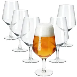 6x Carré Bierglas 400ml mit Fuß Biergläser klar 0,35L aus Glas Bier-Kelch