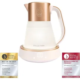 Russell Hobbs Wasserkocher Glas [1,7L, Temperatureinstellung 40-100°] Calm Glas-Wasserkocher mit Soundfunktion weiß 27450-70