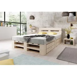 sunnypillow Palettenbett M2 160 x 200 cm Beige