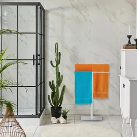 Relaxdays Handtuchständer 2-armig Weiß