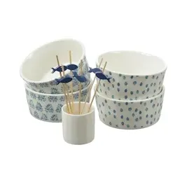 MARELIDA Tapas Set Servierset Servierplatte mit 4 Schalen Dipschalen Fingerfood