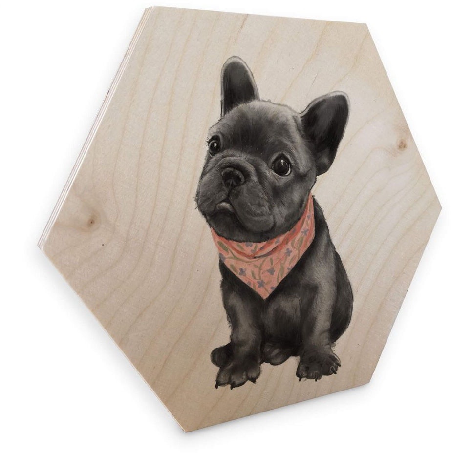 Wall-Art Holzbild »Französische Bulldogge Holzbild«, (1 St.) Wall-Art mehrfarbig