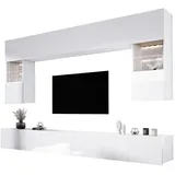 3xEliving 3XE Living Wohnwand Weiß Hochglanz, Wohnzimmer, Möbel, - Weiß