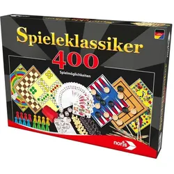 Noris 606111688 Spieleklassiker mit 400 Spielmöglichkeiten wie Yatzy, Mikado, Mühle, Dame, Backgammon oder Nur keine Aufregung, für 1 bis 6 Spieler ab 6 Jahren (Neu differenzbesteuert)