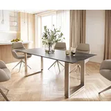DeLife Esstisch Edge 200x100 Keramik Laminam® Noir Desir Braun Edelstahl Schmal - Braun