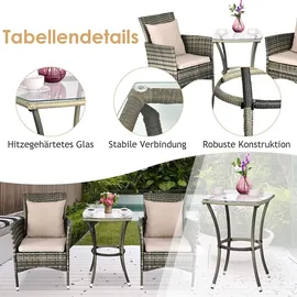 Goplus 3-teiliges Gartenmoebel-set, PE-Rattan Gartenlounge-Set mit 1 Tisch & 2 Stühlen, mit Kissen, Gartengarnitur Sitzgruppe für Innen - GOPLUS