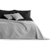 DecoKing 15162 Tagesdecke 200 x 220 schwarz stahl silber