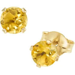 Paar Ohrstecker FIRETTI "Schmuck Geschenk Gold 375 Ohrschmuck Ohrringe Edelstein Krappenfassung", bunt (gelbgoldfarben, orange, orange), Ohrringe, Damen, Gelbgold 375, mit Blautopas, Citrin oder Peridot
