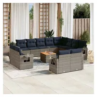 vidaXL Gartensofa-Set 13-tlg. grau Polyrattan