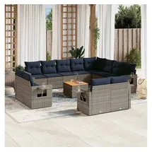 vidaXL Gartensofa-Set 13-tlg. grau Polyrattan