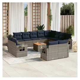 vidaXL Gartensofa-Set 13-tlg. grau Polyrattan