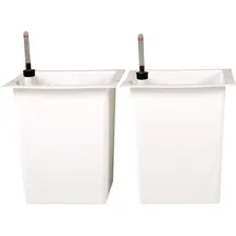 Vivanno Blumenkübeleinsatz aus Kunststoff mit Bewässerungsset - 29x29x32 cm - weiß - 2er Set