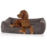 Knuffelwuff orthopädisches Hundebett aus Cord mit Handwebcharakter Nunavut braun/ grau M-L