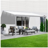 Aileenstore Terrassenüberdachung Aluminium 312 cm als Bausatz Sichtschienen und Hohlkammerplatten Weiß
