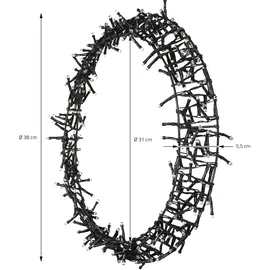 ECD Germany Lichterkranz 300 LEDs Warmweiß, IP44 Türkranz Fensterkranz Weihnachtsdeko, Kranz Weihnachtsbeleuchtung