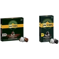 Jacobs Kaffeekapseln Espresso Intenso, Intensität 10 von 12 & Kaffeekapseln Espresso Ristretto, Intensität 12 von 12, 100 Nespresso®* kompatible Kapseln, 10er Pack,10 x 10 Getränke