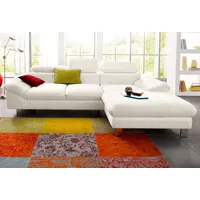 Ecksofa COTTA "Driver L-Form, B: 268 cm", weiß (altweiß), B:268cm H:73cm T:169cm, LEDER BEEFY (ein abgedecktes Spalt-Rindsleder) im Sitz und Rücken (Korpus in Kunstleder);Luxus-Kunstleder;Kunstleder SOFTLUX;Leder Pampas (echtes Rindsleder), Rückseite mit schwarzem Spannstoff bezogen, Sofas, Ecksofa, Kopfteilverstellung, optional Bettfunktion & Bettkasten