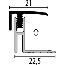 Parkettfreund Uno-Click-Stark Parkett-Abschlussprofil PF 563 F4 silber 2000x21 mm - 17 - 22 mm Aluminium eloxiert mit glatter Oberfläche