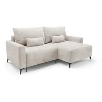 Deine Möbel 24 Wohnlandschaft LOCA L 239 cm breit Ecksofa Sofa Wohnzimmer L-Couch Cord Samt, Beige Creme Grau Hellgrau Anthrazit Schwarz 2 Teile, mit Schlaffunktion Bettfunktion beige