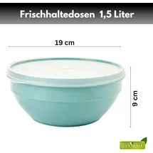 Sustania 6er Schüsselset mit Deckel – 1,5 Liter, Ø 19 cm, Höhe 9 cm – 3-farbig sortiert