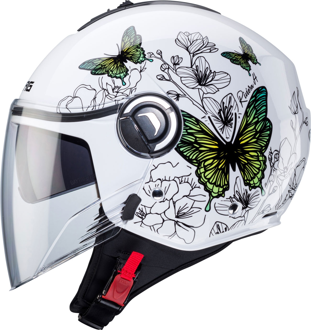 Caberg Riviera V4 X Muse, casque à jet - Blanc/Jaune Néon - M