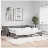 LuxusKollektion Schlafsofa Sofabett 2in1 100 x 200 mit Bettkasten & Matratze Dunkelgrau grau