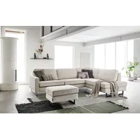 Ecksofa PLACES OF STYLE "Pinto, 290 cm, Ottomane links / rechts" Sofas Gr. B/H/T: 290cm x 85cm x 217cm, Cord, Ottomane rechts, beige (cream) Cord, Feincord, Luxus-Microfaser Leder und Chenille