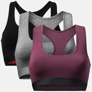 ORGANIC COTTON SPORT BH - 3-Pack - Schwarz | Dunkelgrau | Rot - XL