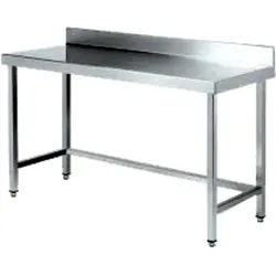 AISI 304 Edelstahl-Industrie-Arbeitstisch mit Rückenplatte und höhenverstellbaren Beinen 600X700X850Mm.