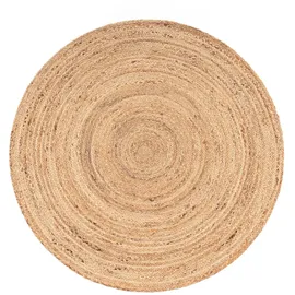KADIMA DESIGN Baumwollteppich Boho wendbar schmutzabweisend Natur Rund 160D | 100% Jute, Rücken aus Jute | Florhöhe: 5 mm | pflegeleicht