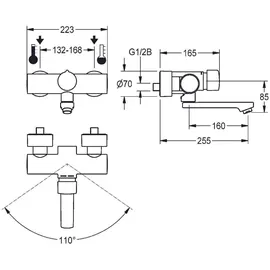 KWC AR Wandbatterie, F5, hydr., Mischer, Schwenkauslauf, 225 mm, 6l