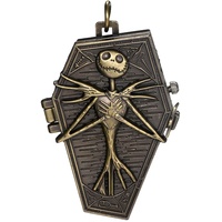 JewelryWe Herren Taschenuhr Vintage Retro Schädel Skull Skelett Fright Burton's Nightmare Before Christmas Quarz Analog Uhr mit Kette Halskette Bronze