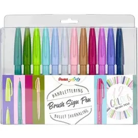 Pentel Pastel SES15C-12 Brush-Pen-Set farbsortiert, 12 St.