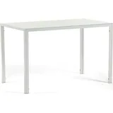 Rechteckiger Tisch 120×70 cm mit gehärteter Glasplatte und lackiertem Stahlgestell – kompaktes, modernes, helles und elegantes Design für Küc... - Weiß