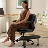 Coscendo Bürostuhl Ergonomisch mit Räder, Kniestuhl für ADHD, Criss Cross Chair mit hochklappbaren Armlehnen, bis 150 kg, Schneidersitz Stuhl für Büro und Homeoffice, Schwarz
