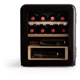 CREATE/WINECOOLER RETRO M/Elektrischer Weinkühler für 12 Flaschen, Schwarz/Retro-Vintage-Design, 48L, 0,75cl Flaschen