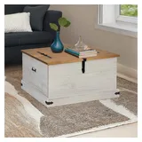 vidaXL Truhe HALDEN Weiß 91x91x47 cm Massivholz Kiefer